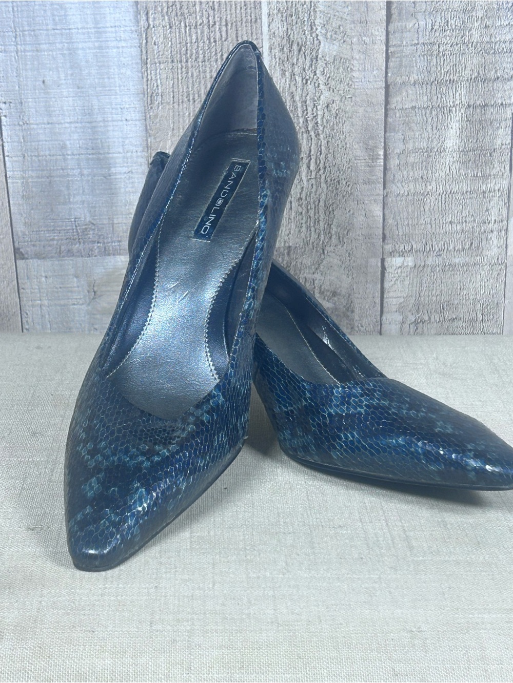 Bandolino 9.5M Y2K Faux Snakeskin Pointed Toe Stiletto Pumps Retro Glam 3" Heel